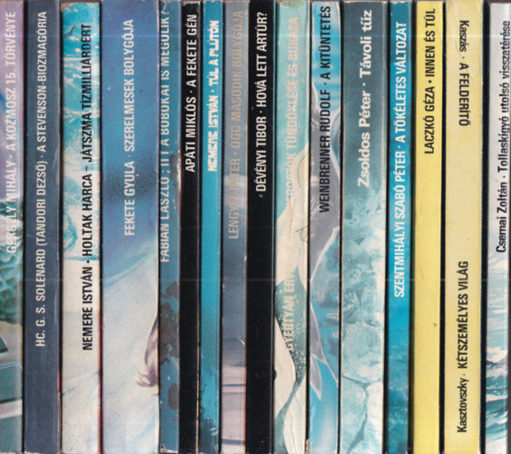 Csernai Zolt�n, Kasz�s Istv�n - Kasztovszky B�la, Laczk� G�za, Szentmih�lyi Szab� P�ter, Zsoldos P�ter, Weinbrenner Rudolf, Gyerty�n Ervin, D�v�nyi Tibor, Lengyel P�ter, Nemere Istv�n, - 16 db. Kozmosz fantasztikus k�nyvek (Tollask�gy� utols� visszat�r�se + A felder�t� - K�tszem�lyes vil�g + Innen �s t�l + A t�k�letes v�ltozat + T�voli t�z + A kit�ntet�s + A kiberneroszok t�nd�kl�se �s buk�sa + Hov� lett Art