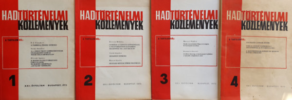 Balzs Jzsef (szerk.) - Hadtrtnelmi Kzlemnyek 1975. XXII. vfolyam 1-4. teljes vfolyam