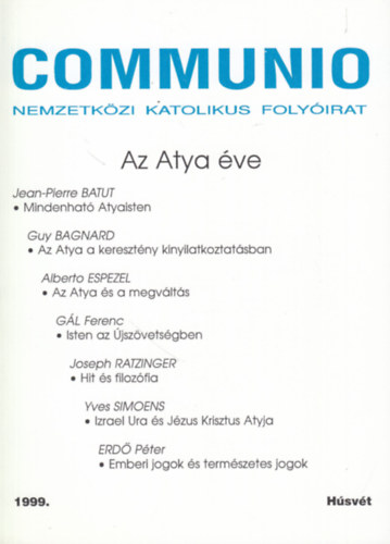 Communio (Nemzetkzi katolikus folyirat) 1999. - Az Atya ve