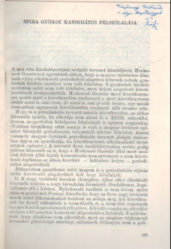 Vita a feudlis kori magyar trtnelem periodizcijrl Spira Gyrgy felszlalsa - klnlenyomat - Dediklt