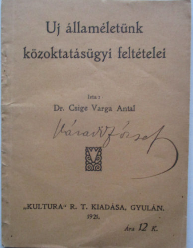 Dr Csige Varga Antal - j llamletnk kzoktatsgyi felttelei