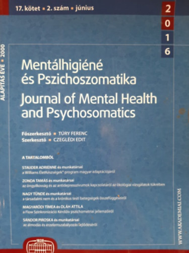Ment�lhigi�n� �s Pszichoszomatika 2016 - 17. k�tet 2. sz�m, j�nius