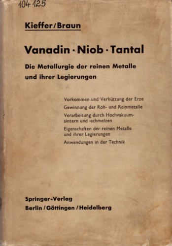 Richard Kieffer, Horst Braun - Vanadin Niob Tantal