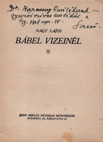 Nagy Lajos - Bbel Vizeinl (Dediklt)