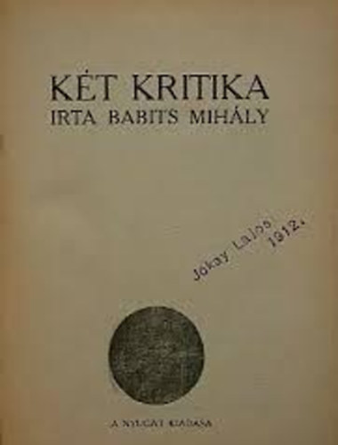 Babits Mihly - Kt kritika