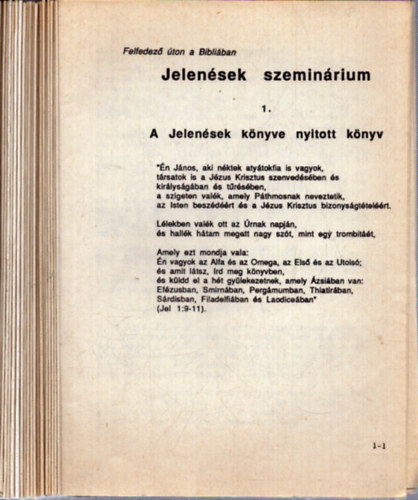 Jelen�sek szemin�rium 1-18., 20-24. sz�mok (23 db)