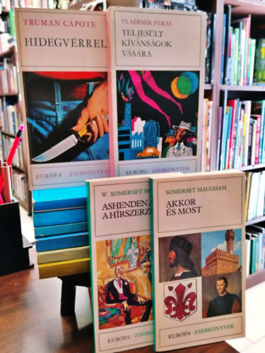 William Somerset Maugham, Truman Capote, Vladimir P�ral, Sillitoe Allan, Vercors, Piers Paul Read, William Golding, Ryszard Kapuscinski - K�NYVMENT� AJ�NLAT, 10 db. "Eur�pa Zsebk�nyvek" Ashenden, a h�rszerz�, Akkor �s most, Hidegv�rrel, Teljes�lt k�v�ns�gok v�s�ra, A rongyszed� l�ny, K�s�rt�sek �-t�l cettig, V�zbar�zd�k, �letben maradtak, A legyek ura, A cs�s