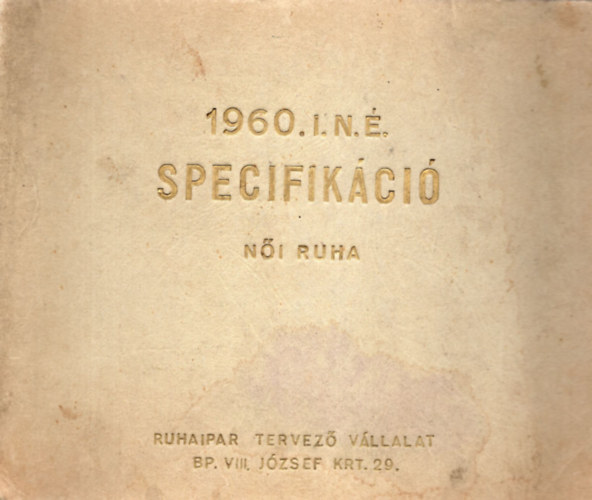 1960. I. n. . specifikci - ni ruha