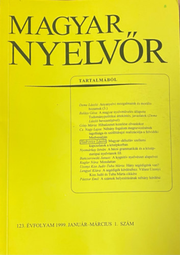 Keszler Borbla (szerk.) - Magyar Nyelvr 123. vf. 1999. 1-4. szm (teljes)