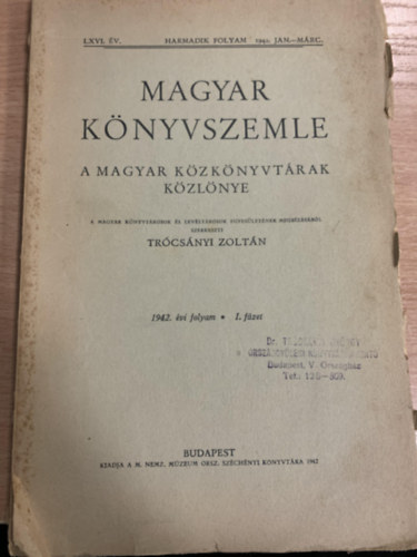 Trócsányi Zoltán (szerk.) - Magyar könyvszemle (A magyar közkönyvtárak közlönye)