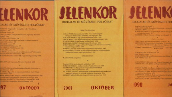 Csuhai Istvn - 3 db Jelenkor Irodalmi s Mvszeti Folyirat 1998/janur, 2002/oktber, 1997/oktber.