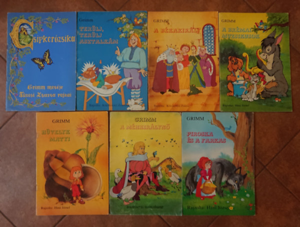 Grimm testvrek, Haui Jzsef, Kricskovics Zsuzsnna - 7 mesefzet a Grimm testvrektl: Piroska s a farkas, Hvelyk Matyi, A mhkirlyn, Csipkerzsika, Terlj, terlj, asztalkm!, A bkakirly, A brmai muzsikusok