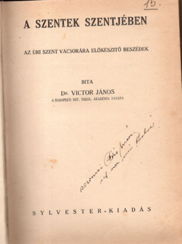 Dr. Victor Jnos - A szentek szentjben