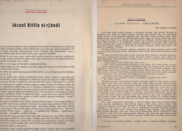 Kir�ly Istv�n, Balogh L�szl�, Ott� Ferenc - J�zsef Attila - K�l�nb�z� irodalomt�rt�neti foly�iratokb�l ( 6db egy�tt, a k�pen l�that� sz�mok )