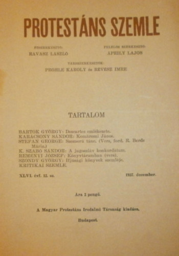 �prily Lajos (szerk.) - Protest�ns szemle XLVI. �vfolyam 12. sz�m