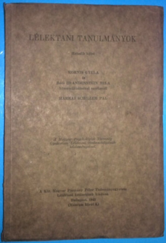 Harkai Schiller Pl (szerk.) - Llektani tanulmnyok VI.