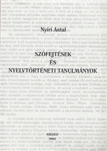 Nyri Antal - Szfejtsek s nyelvtrtneti tanulmnyok