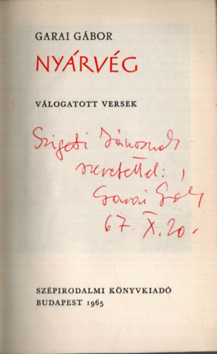 Garai G�bor - Ny�rv�g - dedik�lt