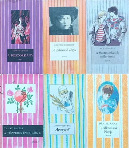 Thury Zsuzsa, Szántó György, Molnár Géza, Dániel Anna, Kertész Erzsébet, Janikovszky Éva - 6 db regény a Csíkos könyvek sorozatból: Aranyeső + A tábornok lánya + Találkozások napja + A tizennyolcadik születésnap + A boszorkány + A tűzpiros üveggömb