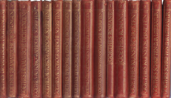 16 db. Grossherzog Wilhelm Ernst Ausgabe (Goethes dramatische dichtungen 1-3. + Goethes autobigraphische schriften 1-3. + Goethes lyrische und epische dichtungen 1-2. + Goethes übersetzungen und bearbeitungen fremder dichtungen + Goethes ...