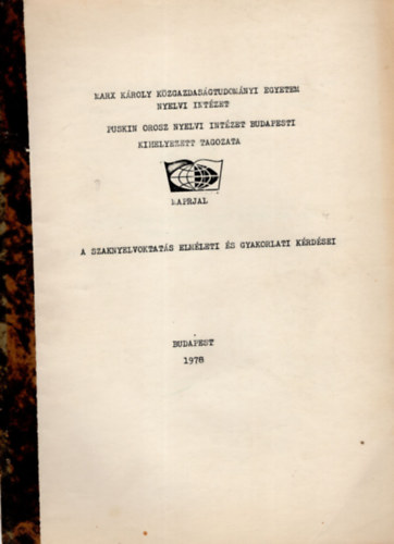 Makarova G. I., Hegeds Jzsef - A szaknyelvoktats elmleti s gyakorlati krdsei ( Marx Kroly Kzgazdasgtudomnyi Egyetem Nyelvi Intzet )