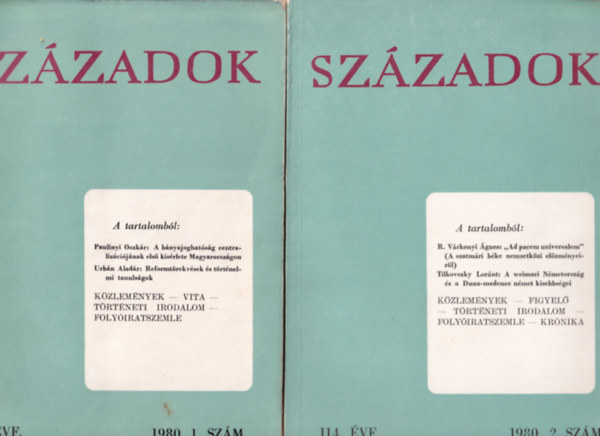 Liptai Ervin (szerk.) - Sz�zadok 1980/1-6. sz�mok. - (teljes �vfolyam.)