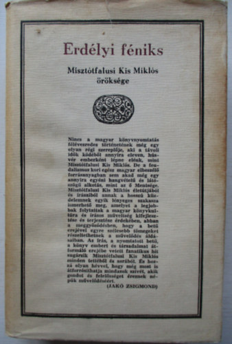 Jak Zsigmond - Erdlyi fniks (Miszttfalusi Kis Mikls rksge)