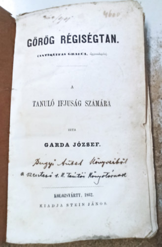 Garda Jzsef - Grg rgisgtan - A tanul ifjsg szmra (1862)