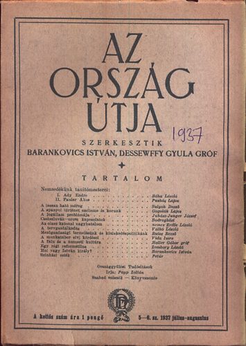 Barankovics Istvn- Dessewffy Gyula grf (szerk.) - Az orszg tja (1937. 5-6 sz.)