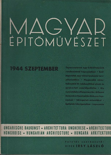 vitéz Irsy László szerk. - Magyar építőművészet 1944. szeptember