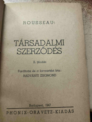 Rousseau - Társadalmi szerződés