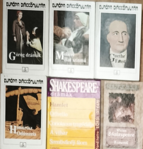 Wiliam Shakespeare, Hom�rosz, Goethe, Moli�re - 6db k�telez� olvasm�ny (6 k�tetben t�bb m�) - W. Shakespeare-Szonettek, Hamlet, Hom�rosz-Od�sszeia, Goethe-Faust, Moli�re-Hat sz�nm�, G�r�g dr�m�k