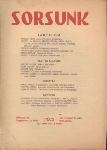 Sorsunk 1947/j�nius (VII. �vfolyam, 6. sz�m)