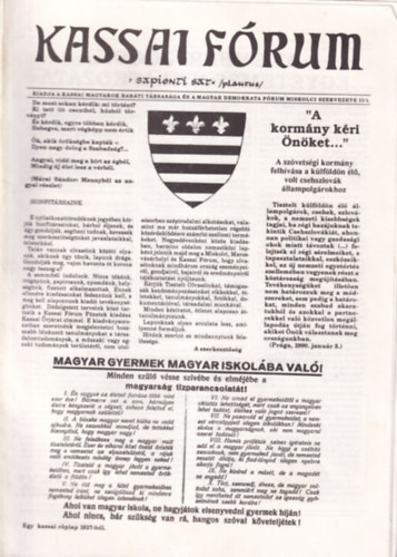 T�bb szerz�, Bal�zsi Tibor (fel. szerk.) - 2 db Kassai F�rum egy�tt (1989., 1990)