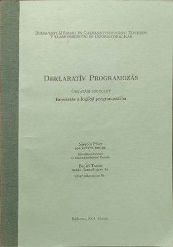 Szeredi Pter - Benk Tams - Deklaratv Programozs (Bevezets a logikai programozsba)