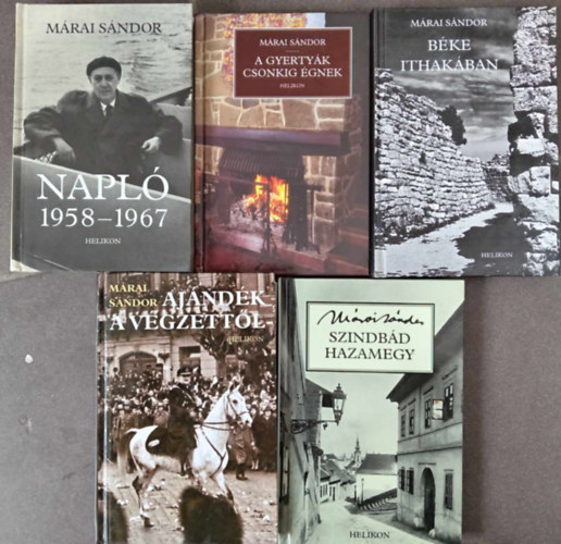 Márai Sándor - (5db) Márai Sándor könyvcsomat (Helikon Kiadványok): Napló 1958-1967 / A gyertyák csonkig égnek / Béke Ithakában / Ajándék a végzettől / Szindbád hazamegy