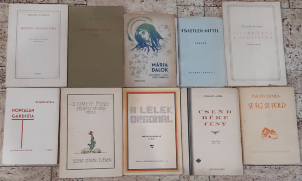Rnay Gyrgy - Takts Gyula - Stadler Aurel - Mentes Mihly - Zaymus Gyula - Tz Tams  - Rudnynszky - Rozmn - Tomanek - Modern francia lira - Se g se fld - Csend bke fld - A llek orgonl - A remete neke - Hontalan grdista - Kt tenger kzt - Mria dalok - Tretlen hittel - Tilinkzs a hegytetn