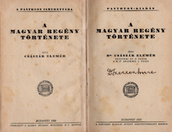 Csszr Elemr - A magyar regny trtnete