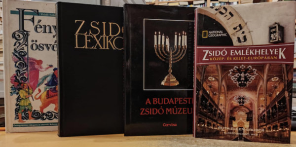 Ruth Ellen Gruber, Benoschofsky Ilona s Scheiber Sndor (szerk.), jvri Pter, Rebecca Schacht, Jacqui Morgan (illus.) - 4 db zsid valls: Zsid emlkhelyek: Kzp- s Kelet-Eurpban; A Budapesti zsid mzeum; Zsid lexikon; Fnyek az svnyen