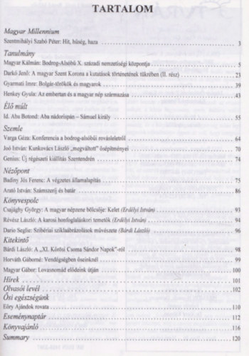 Esztergly Eld (szerk.) - Turn [A magyar eredetkutatssal foglalkoz tudomnyok lapja] (XXX.) j III. vfolyam, 5. szm (2000. oktber-november)