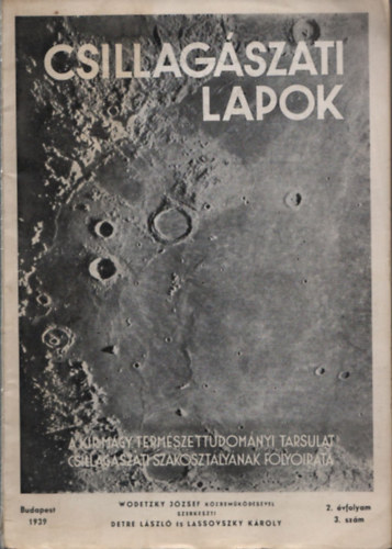 Detre Lszl - Lassovszky Kroly (szerk.) - Csillagszati lapok 1939/2.vfolyam, 3.szm