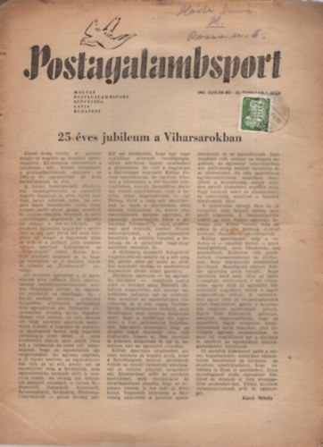 Hasz Ferenc - Postagalambsport 1963. IX. vfolyam janur, februr, mrcius (3 szm)
