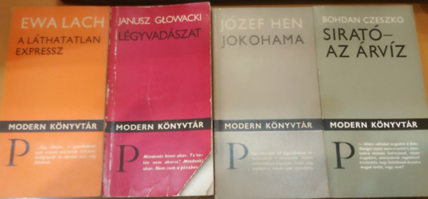 J�zef Hen, Janusz Glowacki, Bohdan Czeszko, Ewa Lach - 4 db Modern k�nyvt�r, lengyel szerz�k: A l�thatatlan expressz + Jokohama + L�gyvad�szat + Sirat� - Az �rv�z