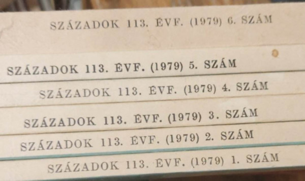 Századok 1979/1-6. (A Magyar Történelmi Társulat közlönye)