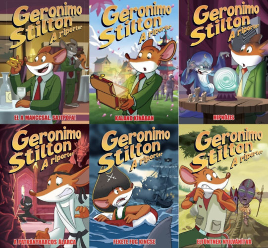 Geronimo Stilton, Dario Sicchio - 6 db Geronimo a riporter kpregny: El a manccsal Sajtpofa! + Kaland Knban + Hipnzis + A patknyharcos larca +  Fekete Fog kincse + Eltntnek nyilvntva