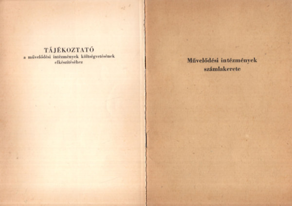 Farag� Imre (szerk.) - M�vel�d�si int�zm�nyek sz�mlakerete, T�j�koztat� a m�vel�d�si int�zm�nyek k�lts�gvet�s�nek elk�sz�t�s�hez, T�j�koztat� a kultur�lis int�zm�nyek 1964. �vi k�lts�gvet�s�nek �ssze�ll�t�s�hoz( 3 m� egy�tt )