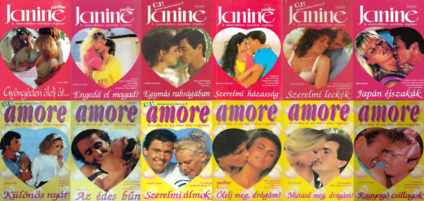 Phyllis Carroll, Sandra Chastain, Sandy Madison, Diana Moore, Anne Neville, Linden Grierson, Serita Stevens, Yvonne Gorden, Ellen Piano, Bef Malone - 12 db  az Amore �s a Janine sorozatb�l: K�l�n�s ny�r + Ragyog� csillagok+ Mutasd meg dr�g�m! + Szerekmi �lmok + Az �des b�n + �lelj meg dr�g�m! + Engedd el magad + Szerelmi h�zass�g + Gy�ng�den �lelj �t... + Egym�s rabs�g�ban