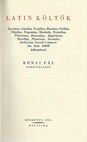 Rnai Pl (fordtotta) - Anthologia Latina - Latin kltk