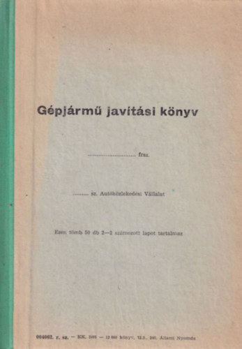 Gépjármű javítási könyv