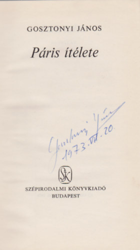 Gosztonyi János - Páris ítélete